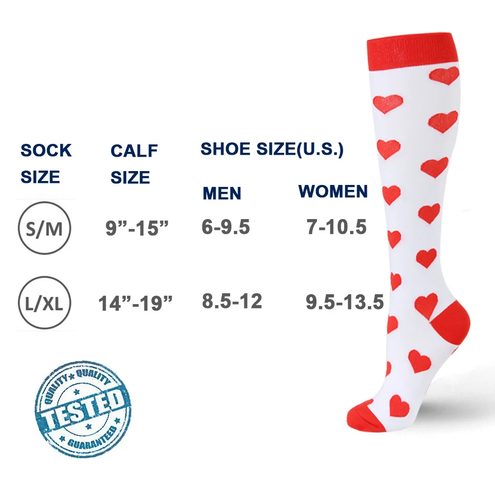 Pressure Socks Compression Socks 5 PAIRS Per Set Leg Protection Outdoor Sports Cycling Mountaineering Elastic Socks Heart