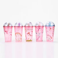 double unicorn summer broken cup mens and womens cartoon straw cup creative plastic water cup on hand water mugs drinkware