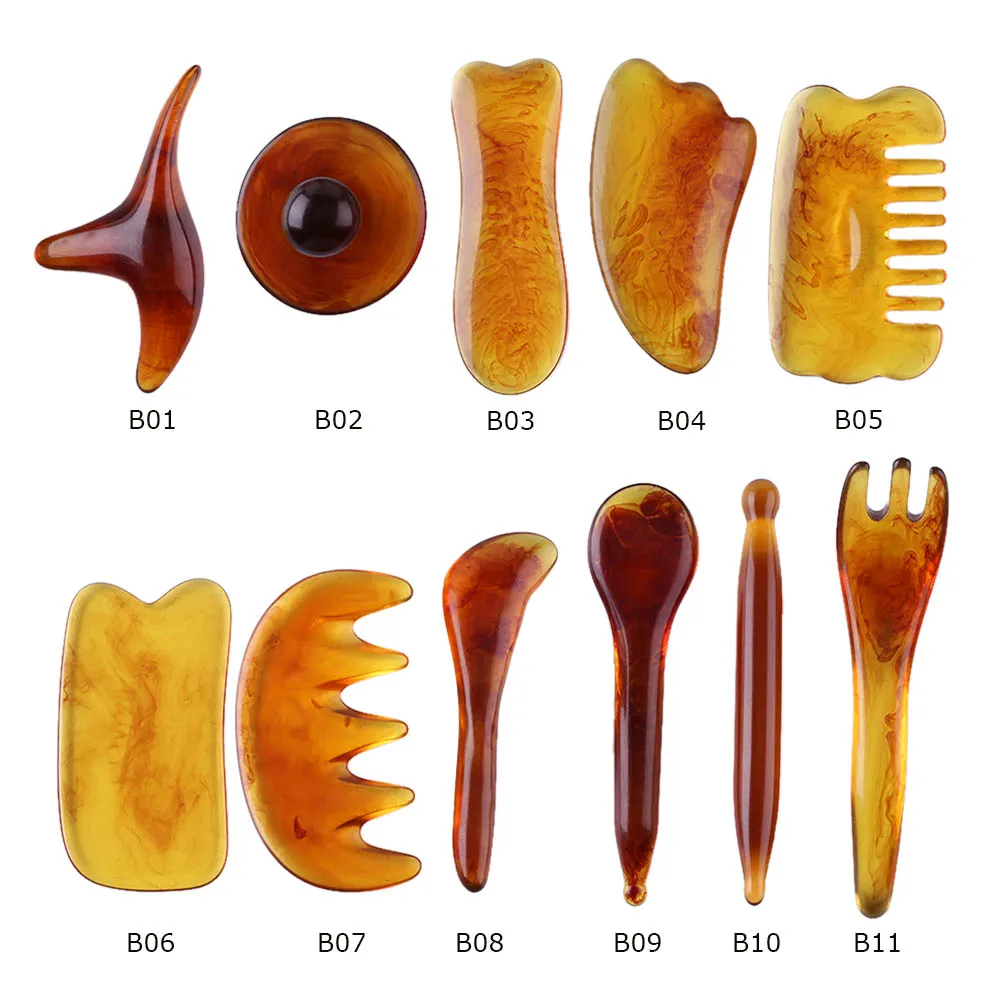 Скребок Янтарь из воска Guasha массажная доска натуральной смолы для массажа лица