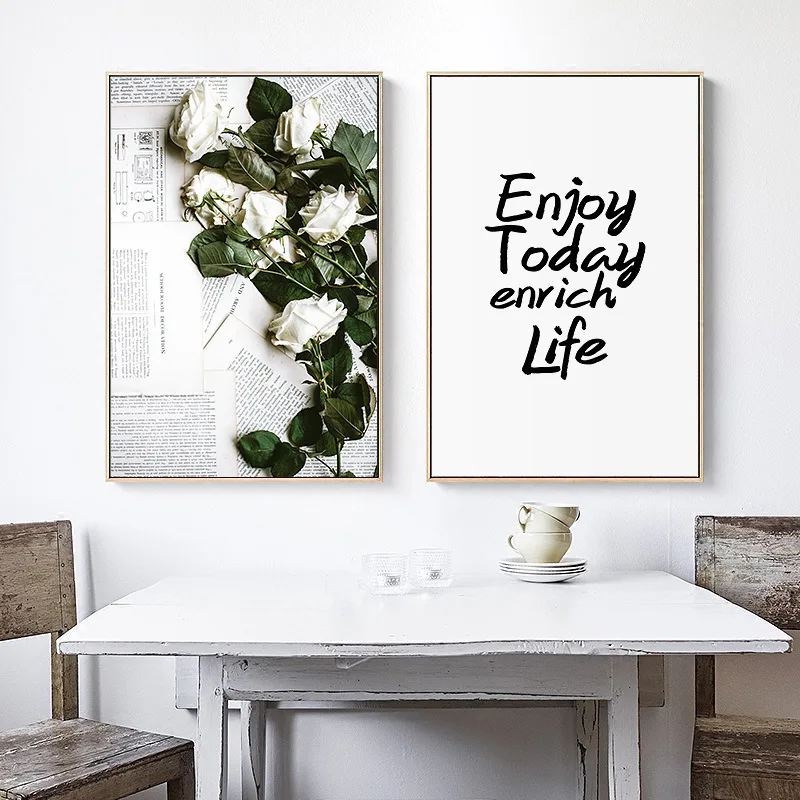 

Creative Plant Letter Art Painting Printing Mural Prints Poster Decorative Painting beautiful white flower painting pictures