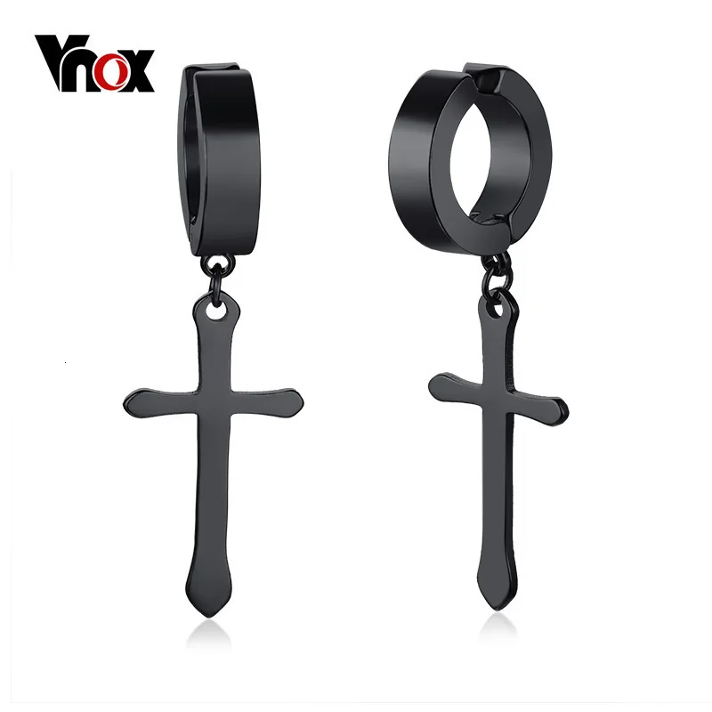 Vnox мужские серьги-кресты в стиле рок из нержавеющей стали, висячие серьги для мальчиков, вечерние ювелирные изделия в стиле панк, хип-хоп