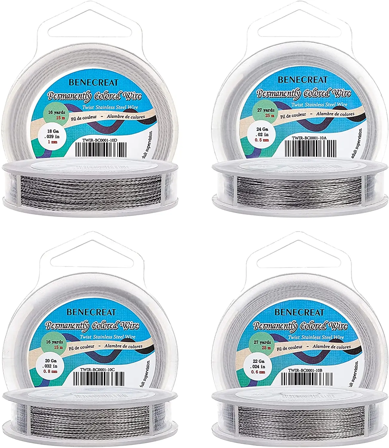 

Проволока из нержавеющей стали для бисероплетения, 4 рулона, 87 ярдов