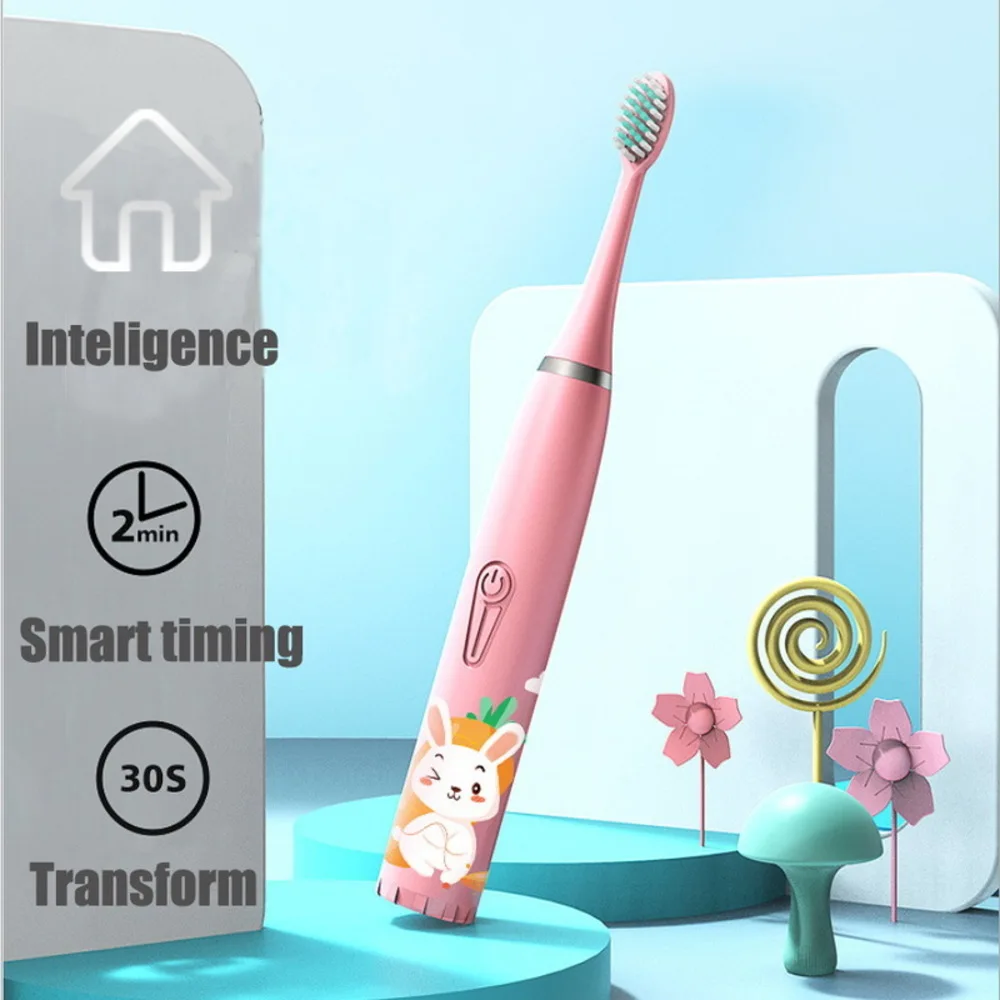 Детская электрическая зубная щетка с мультяшным узором Sonic Cleaning IPX7