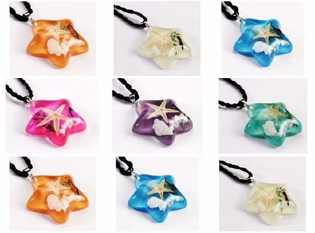 

16 pcs fashion real star fish pendant mixed colorful star style jewelry