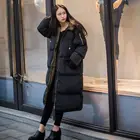 Куртка женская хлопковая, длинная, черная, зимняя