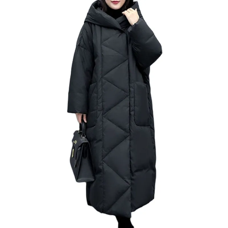Зимняя женская куртка 2022 длинное пуховое пальто выше колена с хлопковой