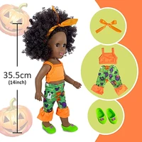 black girl doll 14 inch african realistic silicone baby play dolls toy with fashion clothes set perfect for 3 year old kids