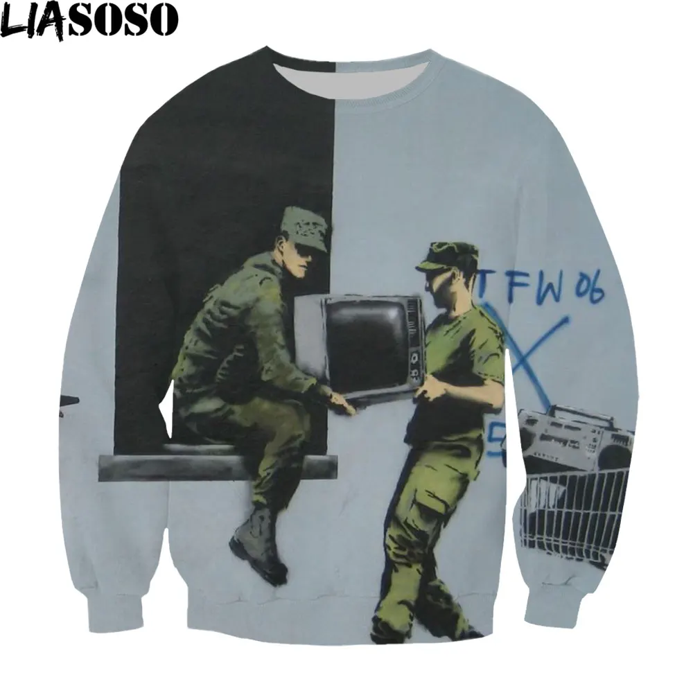 

Женский и мужской свитер с 3D-принтом, круглым вырезом и принтом