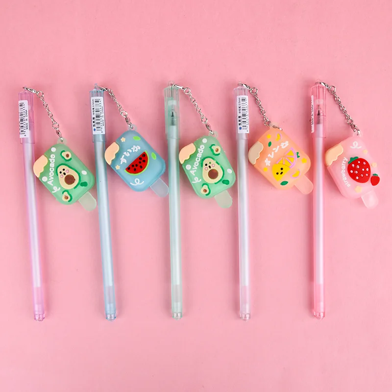 

20 pcs/lot Creative ice cream Pendant Gel Pen Cute 0.5 mm Signature Pens School Office writing Supplies Promotional Gift