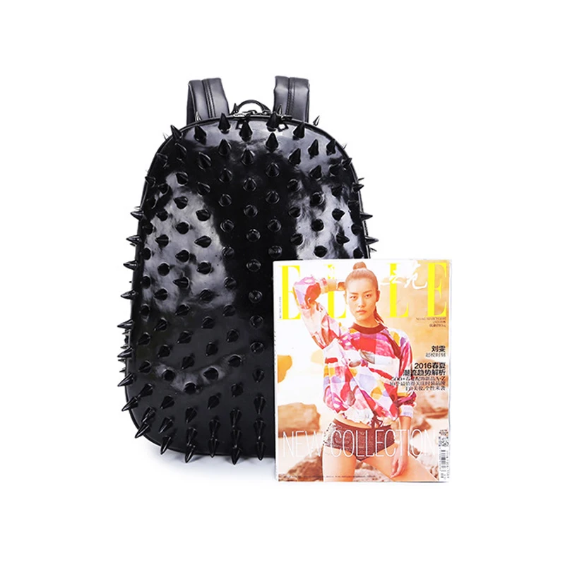 Модный рюкзак в стиле панк из искусственной кожи женский с ежиком школьные сумки