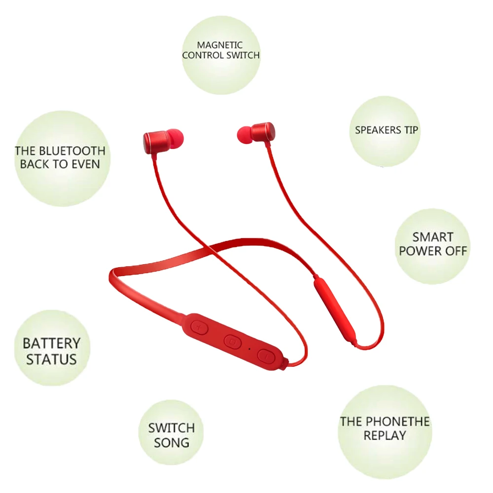 Bluetooth наушники Беспроводные спортивные магнитные с микрофоном Стерео Auriculares для