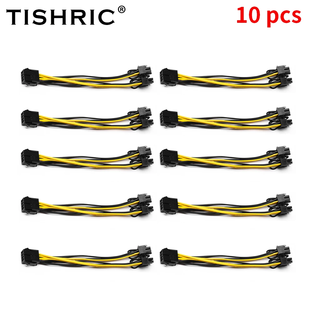 5-10 шт. TISHRIC PCI Express PCIE 8-контактный двойной кабель питания 20 см для материнской