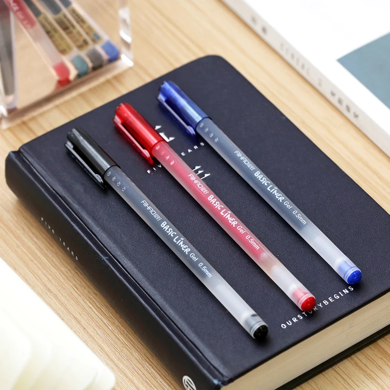 

12pcs Basic liner roller ball pen for writing signature 0.5mm ballpoint 3 color gel ink pens Office tools School supplies A6705