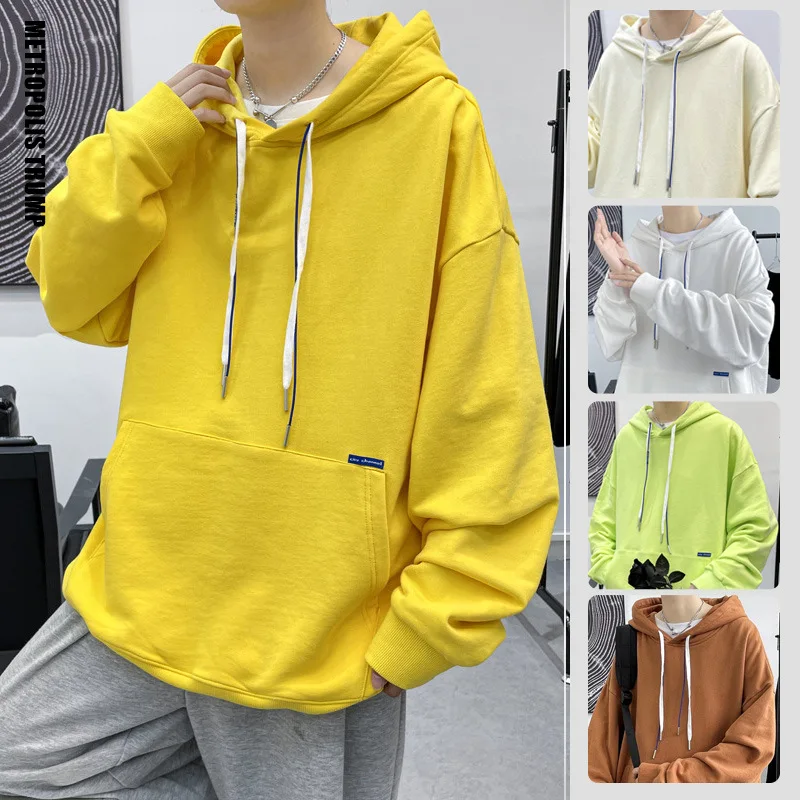 

Urban Men's Wear 2021 Autumn New Solid Color Long-sleeved Hooded Sweatshirt Men and Women Trend Couple Hoodies Men