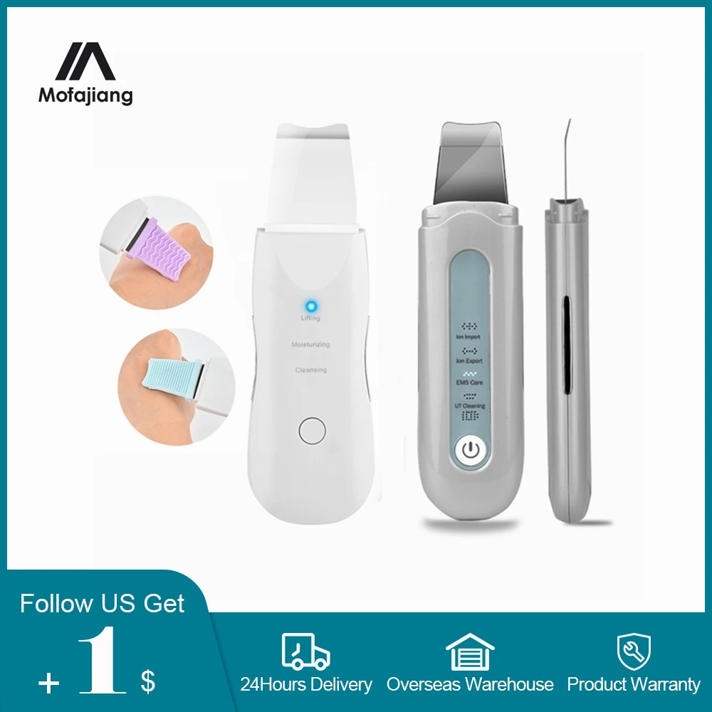 Ультразвуковой скруббер для кожи лопатка чистки лица профессиональные Угри