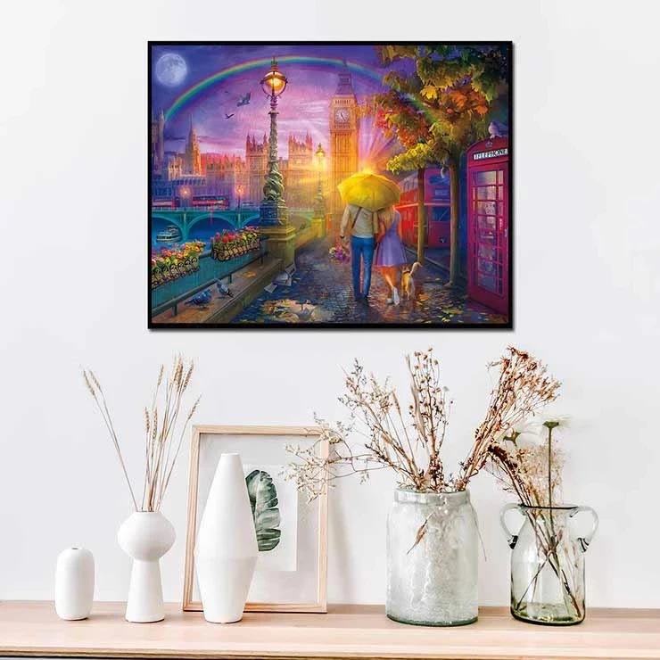 

5D Diy Diamond Painting Couple Street Walking Pictures Full Square Diamond Embroidery Mosaic Decoration Living Room Cross Stitch