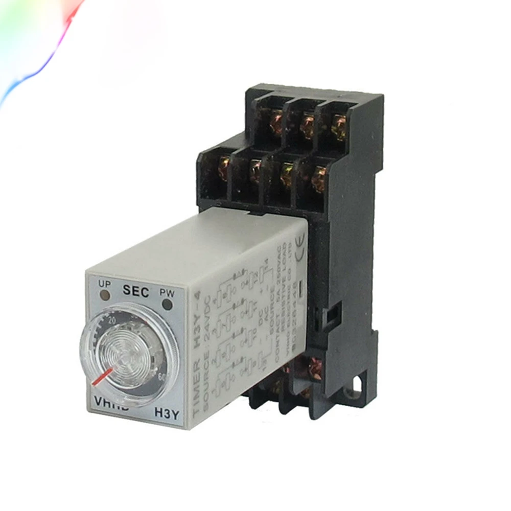 Вращающаяся ручка DPDT 1S/5S/10S/30S/60S/3M/5M/10M/30M реле времени таймера AC/DC 6V 12V 24V 36V 110V 220V H3Y 4 с