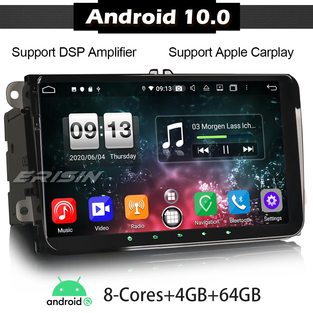 ERISIN 8791 Android 10 0 TPMS WIFI GPS Satnav CarPlay DSP 8 ядер Автомагнитола для VW Golf 5 6 Touran T5