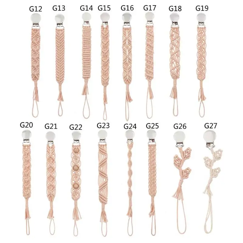 

Pacifier Clips Cotton Teether Soother Chain Braided Dummy Clips for Baby Infant