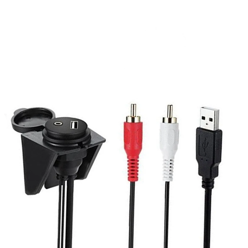

Waterproof USB 2.0 RCA Flush Mount Cable 3 TF USB 3.0+2 RCA to USB+3.5mm Female AUX Extension Cable for Ship Yacht Car