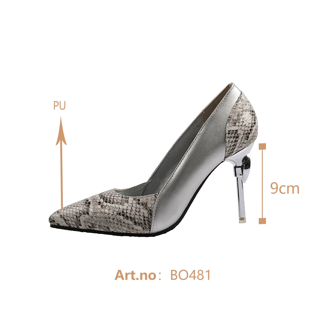 

BESCONE New Fashion Women Pumps Python Print Patchwork Mixed Colors Crystal Decoration Mature Shoes Modern Stylish Pumps BO481