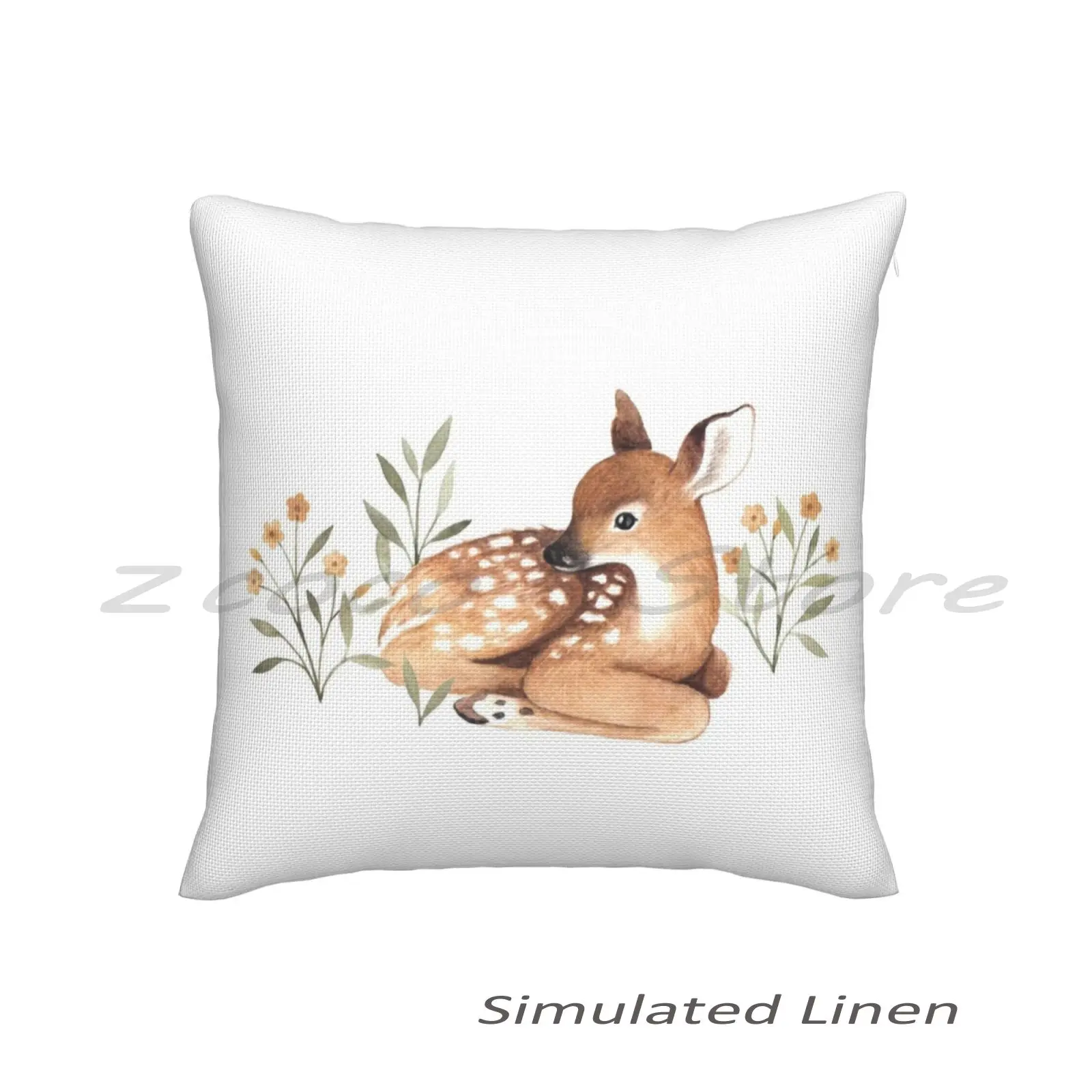 Наволочка с рисунком луга и оленя хлопковая льняная плюшевая наволочка помпоном