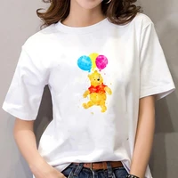 pooh bear balloon take off print hip hop streetwear winnie the pooh tshirt fashion t shirt women female t shirt harajuku