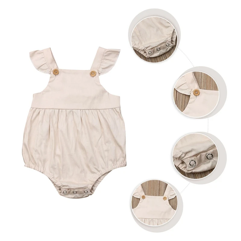 

Summer Baby Newborn Rompers Girls Solid Pattern Jumpsuit Flare Sleeve Romper Infant Casual Bodysuit Outfits 2020