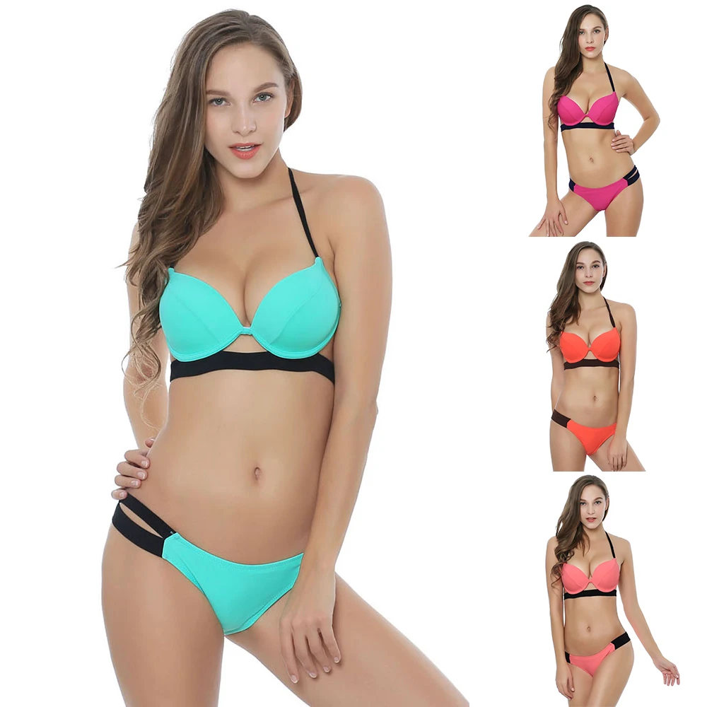 2019 пуш ап пикантный купальник бикини женский с перекрестной шнуровкой набор