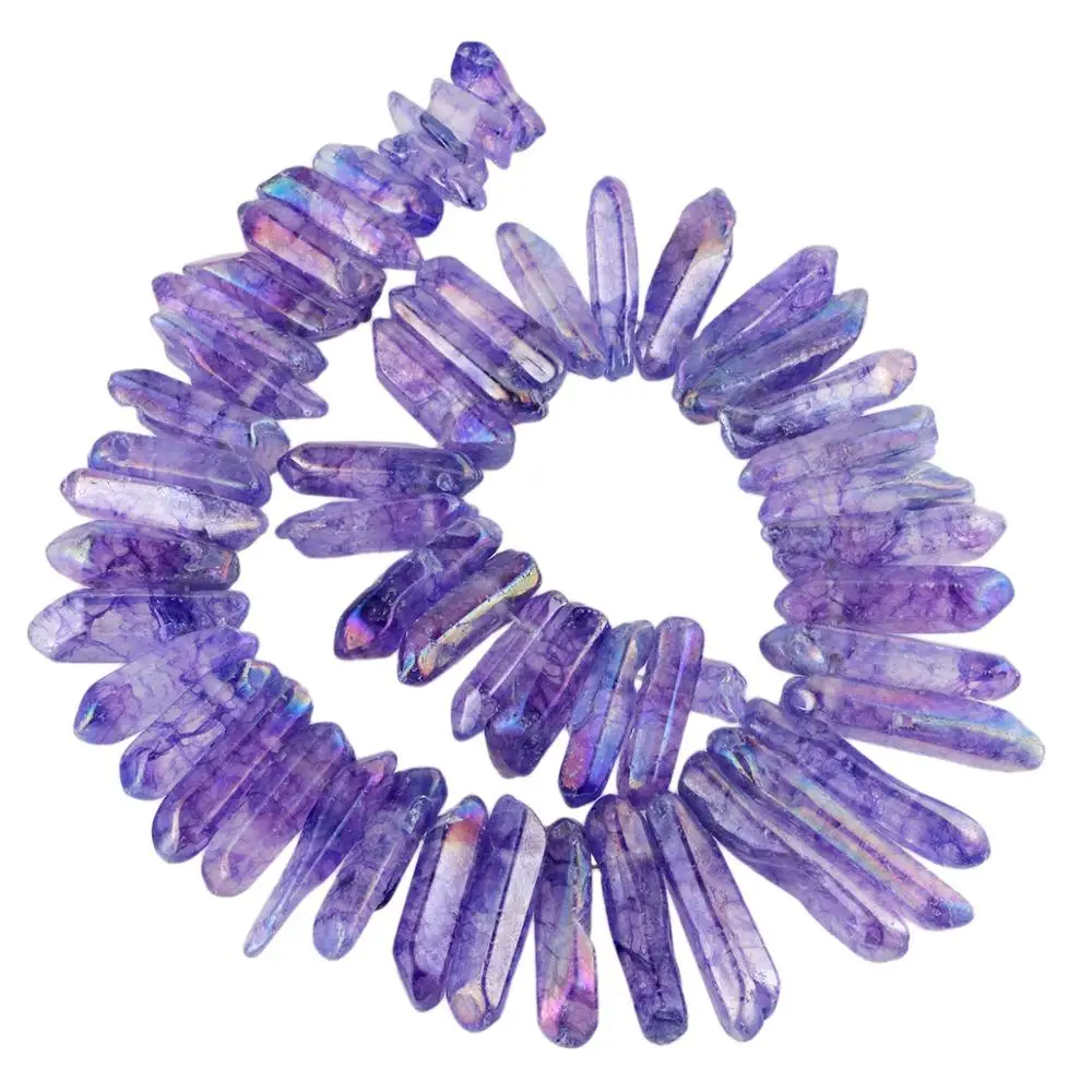 Тувельлува фиолетовый титановое покрытие натуральные кристаллы кварцевые точки