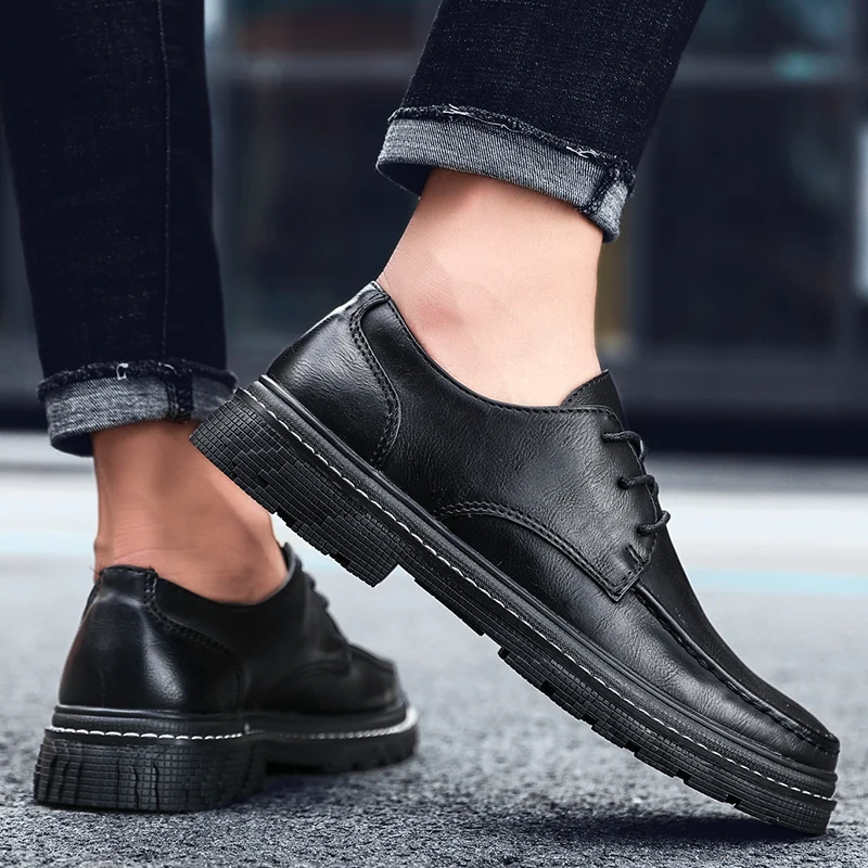 Кроссовки мужские кожаные на плоской подошве с низким вырезом | Обувь