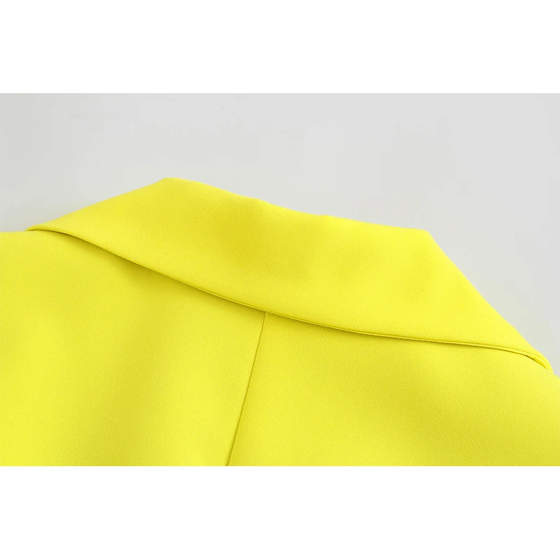 

Foridol Sexy Cut Out Yellow Blazer Dress Mini Long Sleeve Summer Autumn Single Breasted Streetwear Blazer Dress Sexy Party Dress