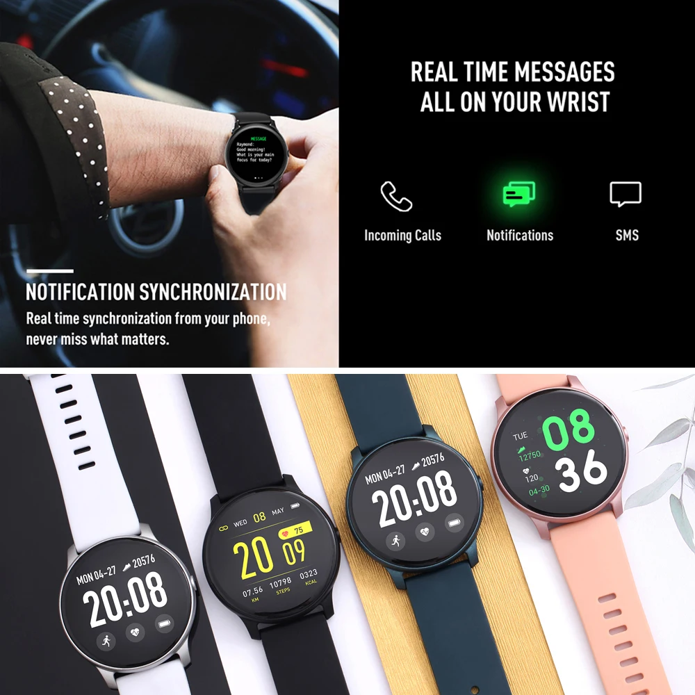 2021 smart watch kw19 women heart rate monitor blood pressure men sport smartwatch fitness tracker connect android ios phone free global shipping