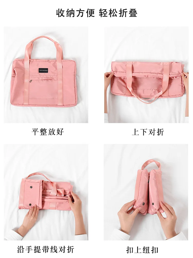 

Waterproof Nylon Folding Travel Storgage Bag Korean-style Large Capacity Luggage Trolley Bag Organizing Folders