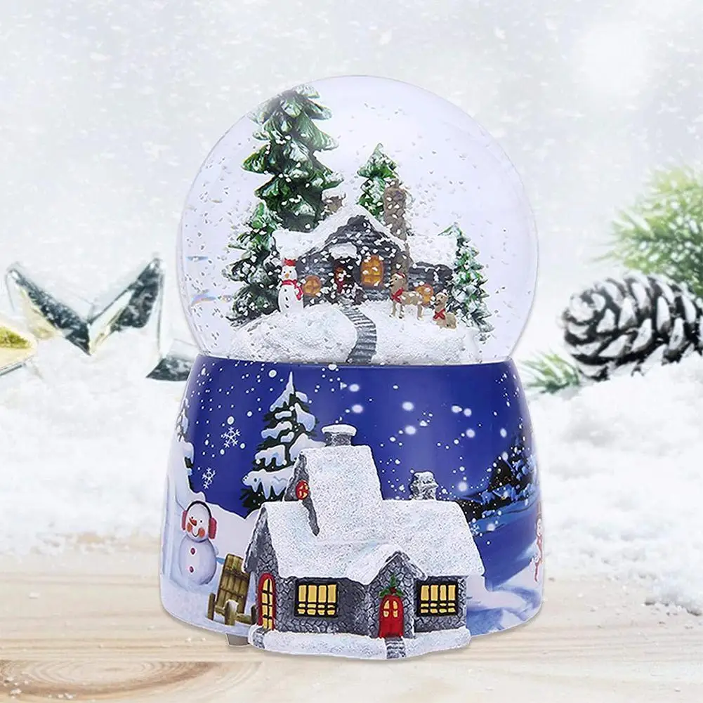

2022 Christmas Crystal Ball Music Box Ship Unicorn Cartoon Snowflake Glass Home Decoration Birthday Gift for Student Friend L5L6