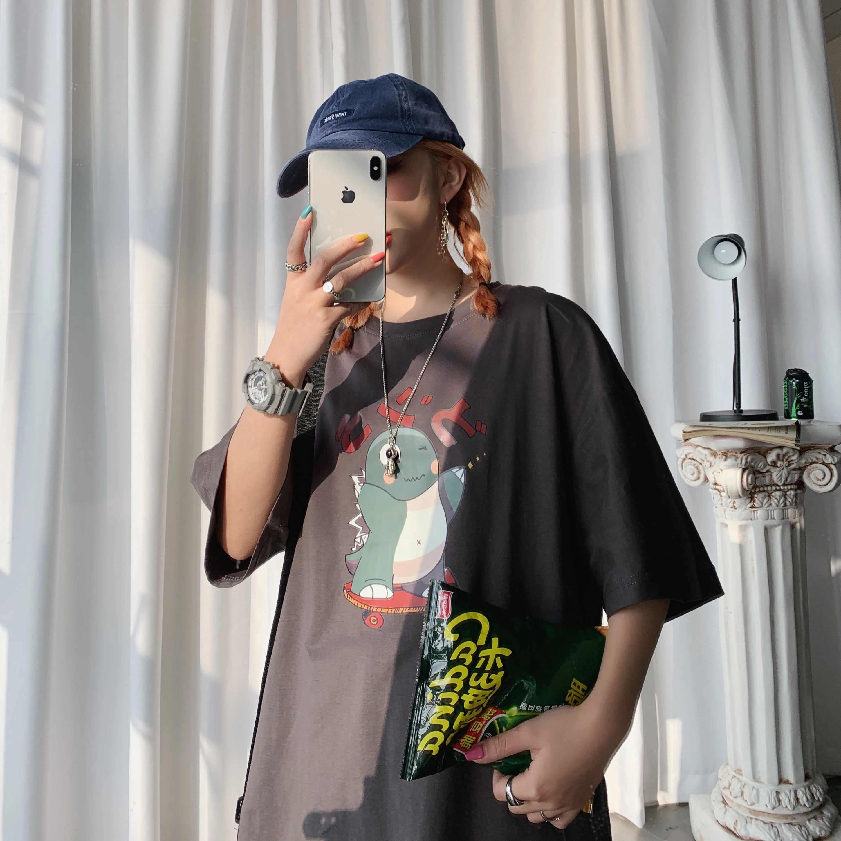 Летняя футболка с короткими рукавами Мужская хлопковая большого размера принтом