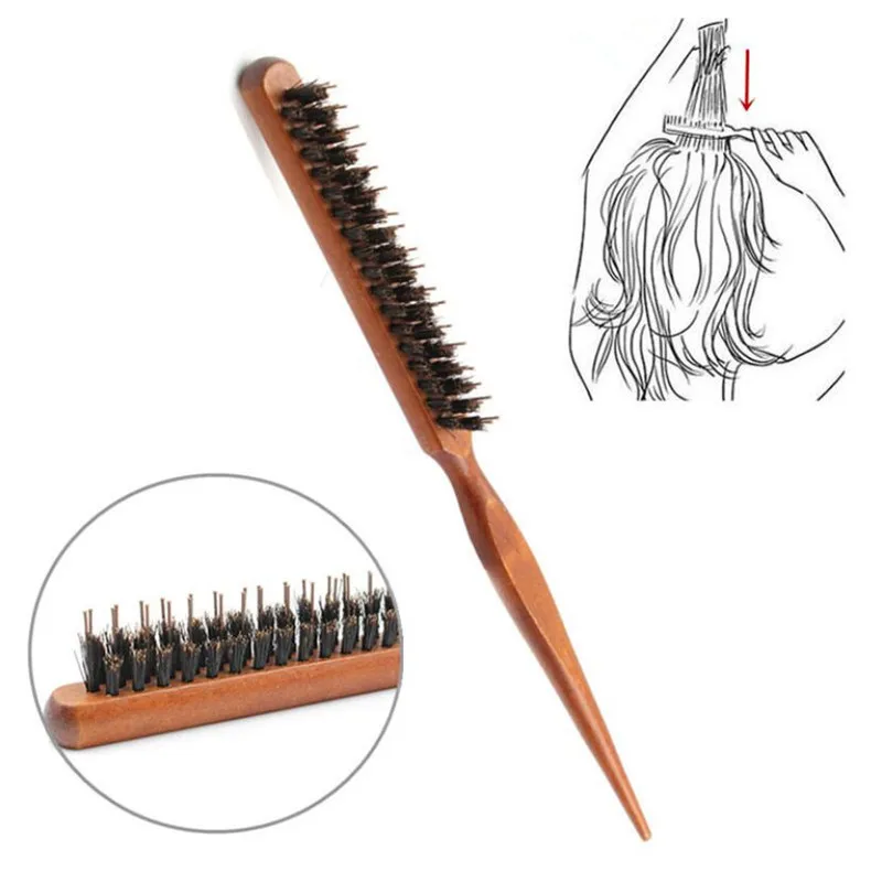

1 PCS Professional Salon Teasing Back Hair Brushes Wood Slim Line Comb Hairbrush Extension Hairdressing Styling Tools DIY Kit