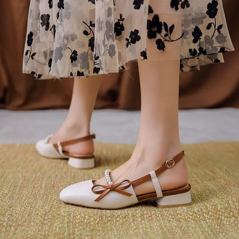 

Новинка 2021, модная женская летняя обувь, повседневная женская обувь с квадратным носком, женские сандалии, женская обувь с бусинами, AC863