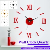 wall clock watch clocks 3d diy acrylic mirror stickers living room quartz needle europe horloge free shipping