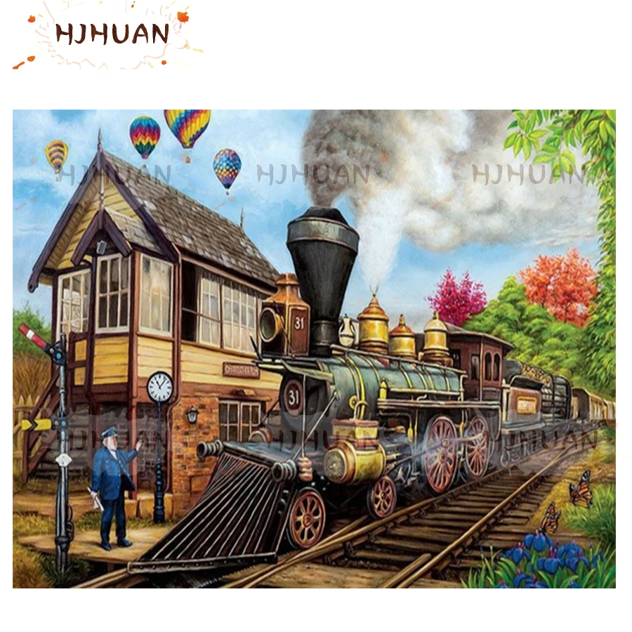 

5D DIY Cartoon train Diamond Painting Full Square round drill Home Decoration diamond Embroidery stitch cross Handcraft Art Kits