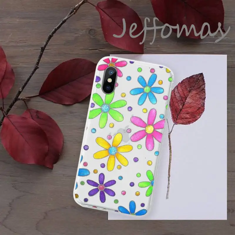 

Smiley flower fashion cute Phone Case Transparent for iPhone 11 12 mini pro XS MAX 8 7 6 6S Plus X 5S SE 2020 XR