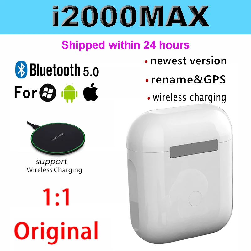 

2021 New i2000 MAX TWS 1:1 GPS Rename Wireless Bluetooth Headsets PK i7 i11 i14 i15 i16 i18 i30 i10 i20 i1000 PRO i9999 i2000MAX