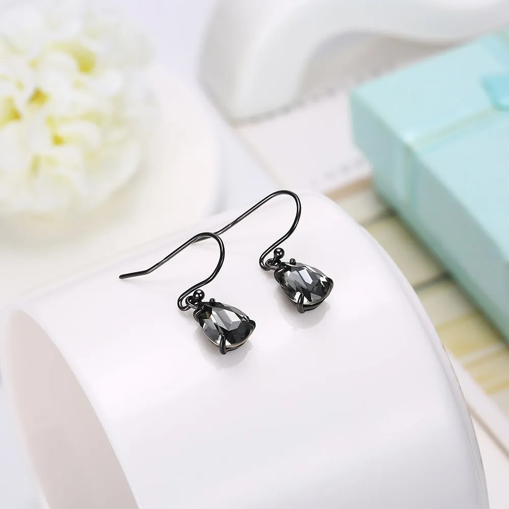 Европейские и американские Винтажные серьги с черным кристаллом в форме капли