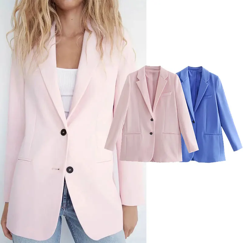 

PPYQYKX Za Women's Blazer 2021 Fall Chic Fashion Business Single-breasted Casual Blazer Ladies Office Retro Jacket Chic Slim Top