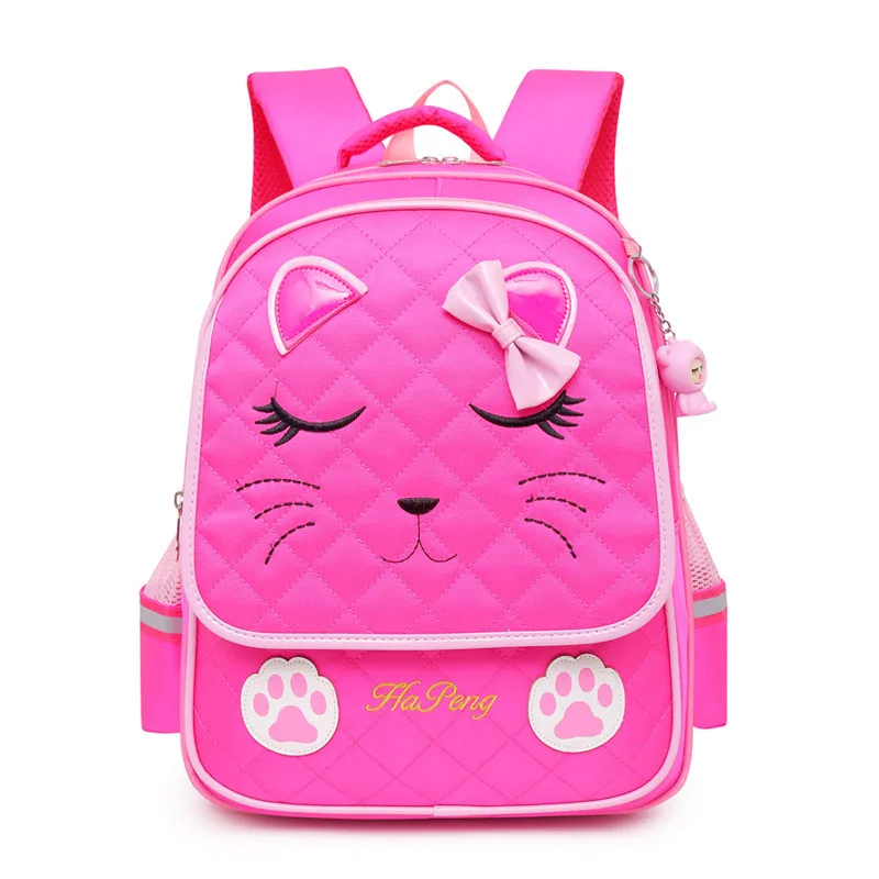 Cartoon Cute Cat School Bags Orthopedic Backpacks for Girls Waterproof Princess Schoolbags Pretty Bowknot Kids Book Bag Mochilas
