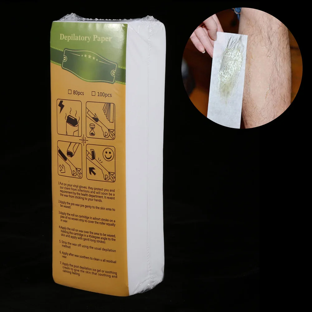 100 листов одноразовой бумаги для депиляции ног рук подмышек удаления волос