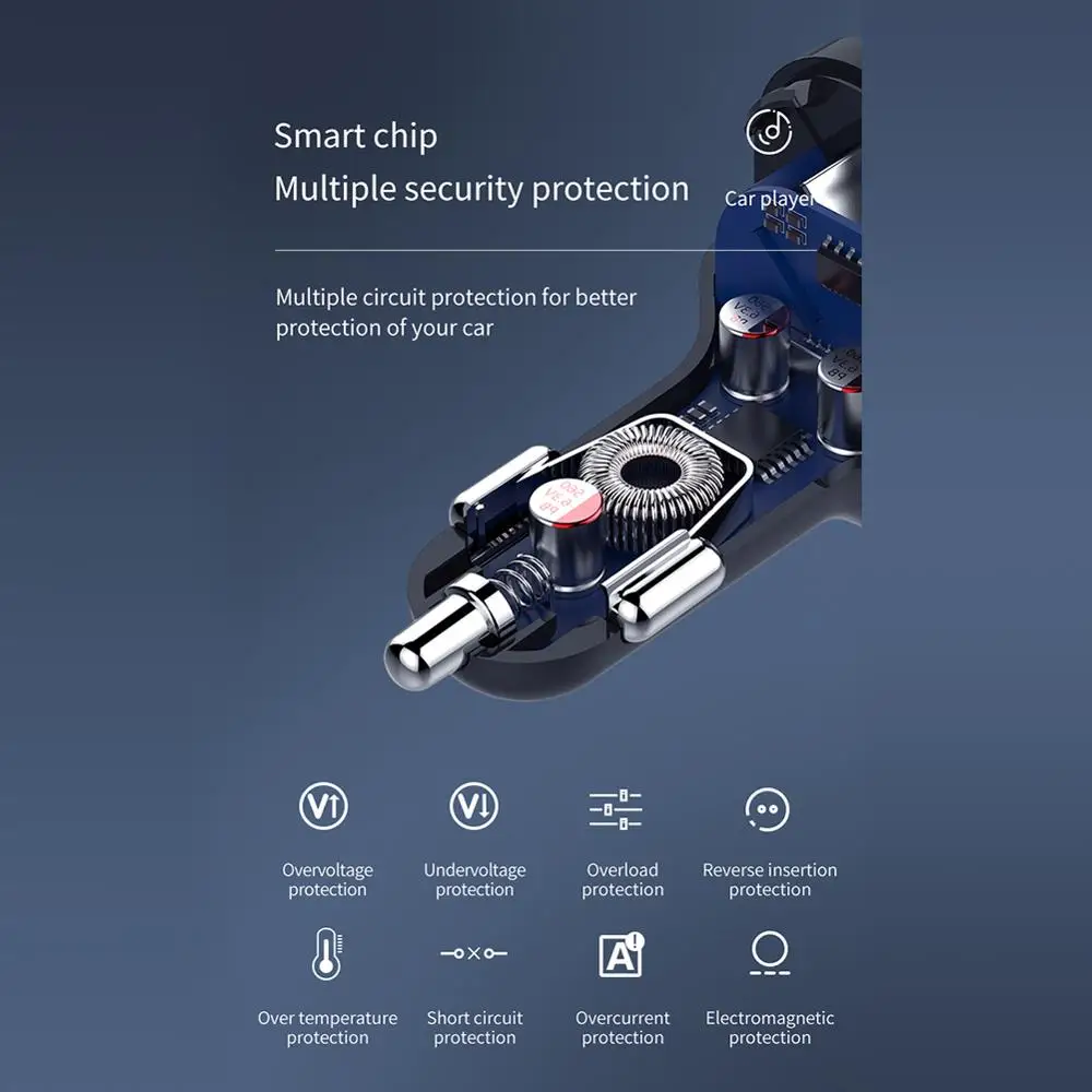 Автомобильный MP3 плеер Bluetooth FM передатчик для автомобиля 12 24 В двойные 3 1 а USB порты