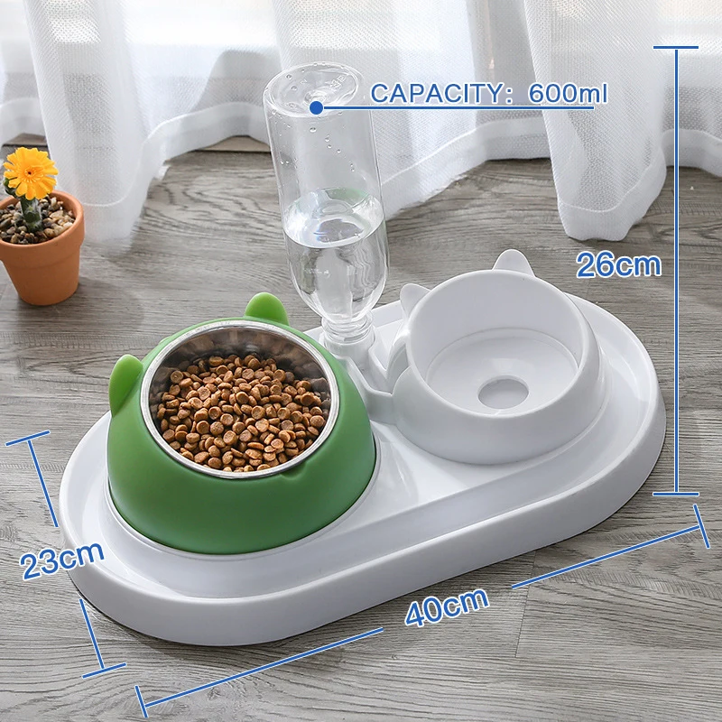

Water Dispenser Glass Feeder Bowl Pet Food Water Bowls with Detachable Automatic No-Spill Cat Dog Food Water Bowls Accessories