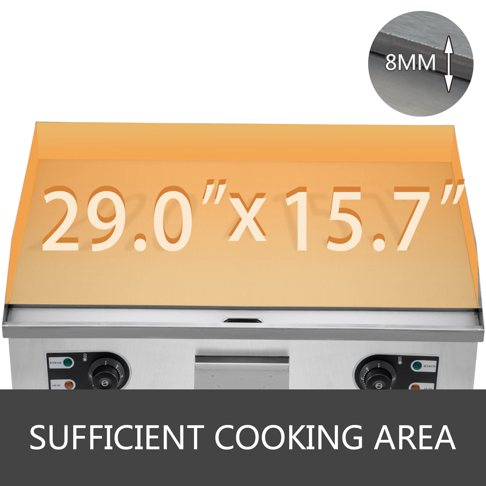 vevor electric countertop griddle with drawer cooling holes stainless steel flat top grill for bbq cooking steak pancakes etc free global shipping