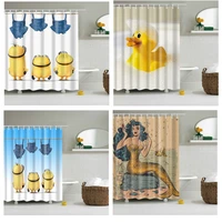 modern cartoon cartoon shower curtains waterproof polyester fabric 3d bathroom yellow blackout bathroom curtains long 200x180cm